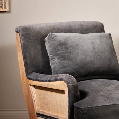 Abe Deconstructed Velvet Armchair - Moss