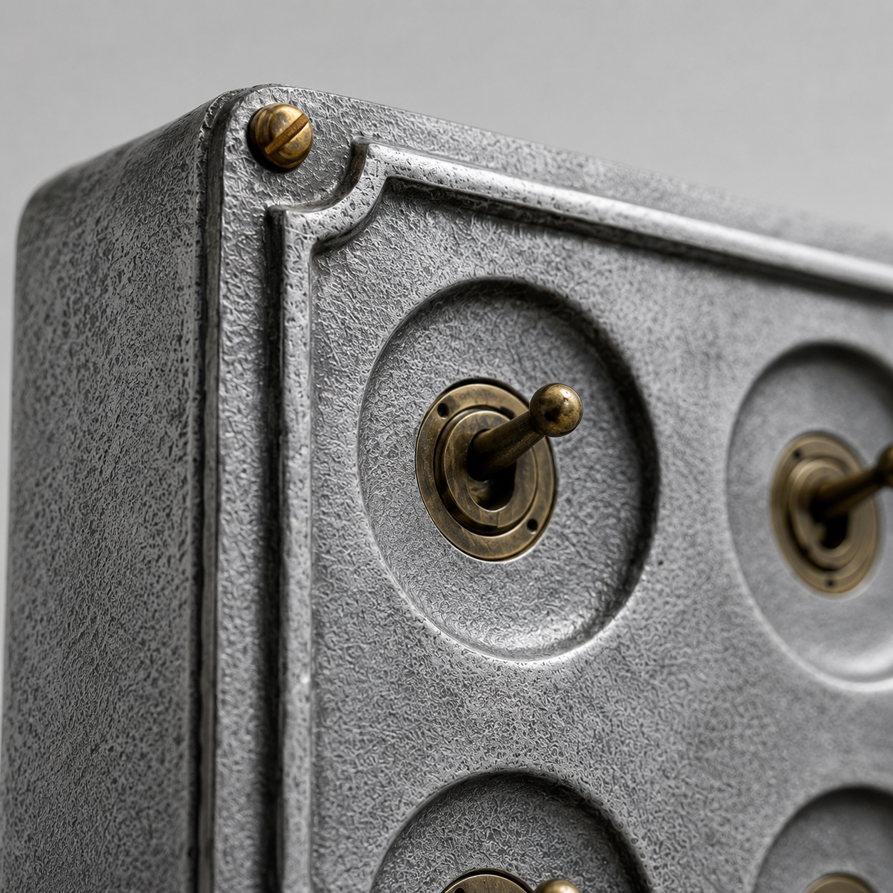 4 Gang 2 Way Solid Cast Metal Conduit Light Toggle Switch | Surface Mounted
