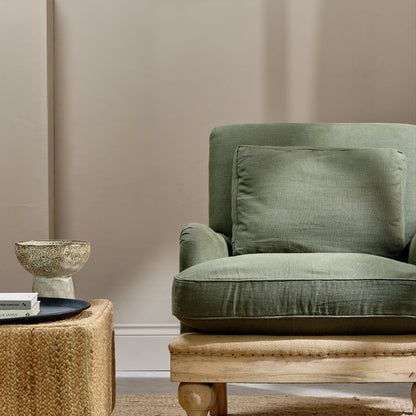 Abe Deconstructed Linen Armchair - Olive