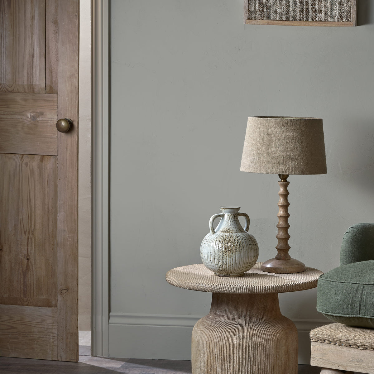 Abe Deconstructed Linen Armchair - Olive