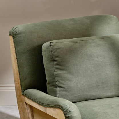 Abe Deconstructed Linen Armchair - Olive