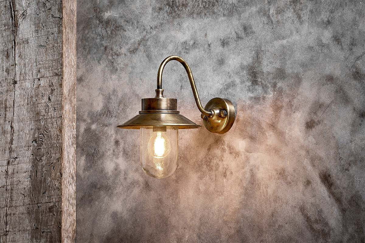 Alwar Outdoor Wall Light - Antique Brass - One Size