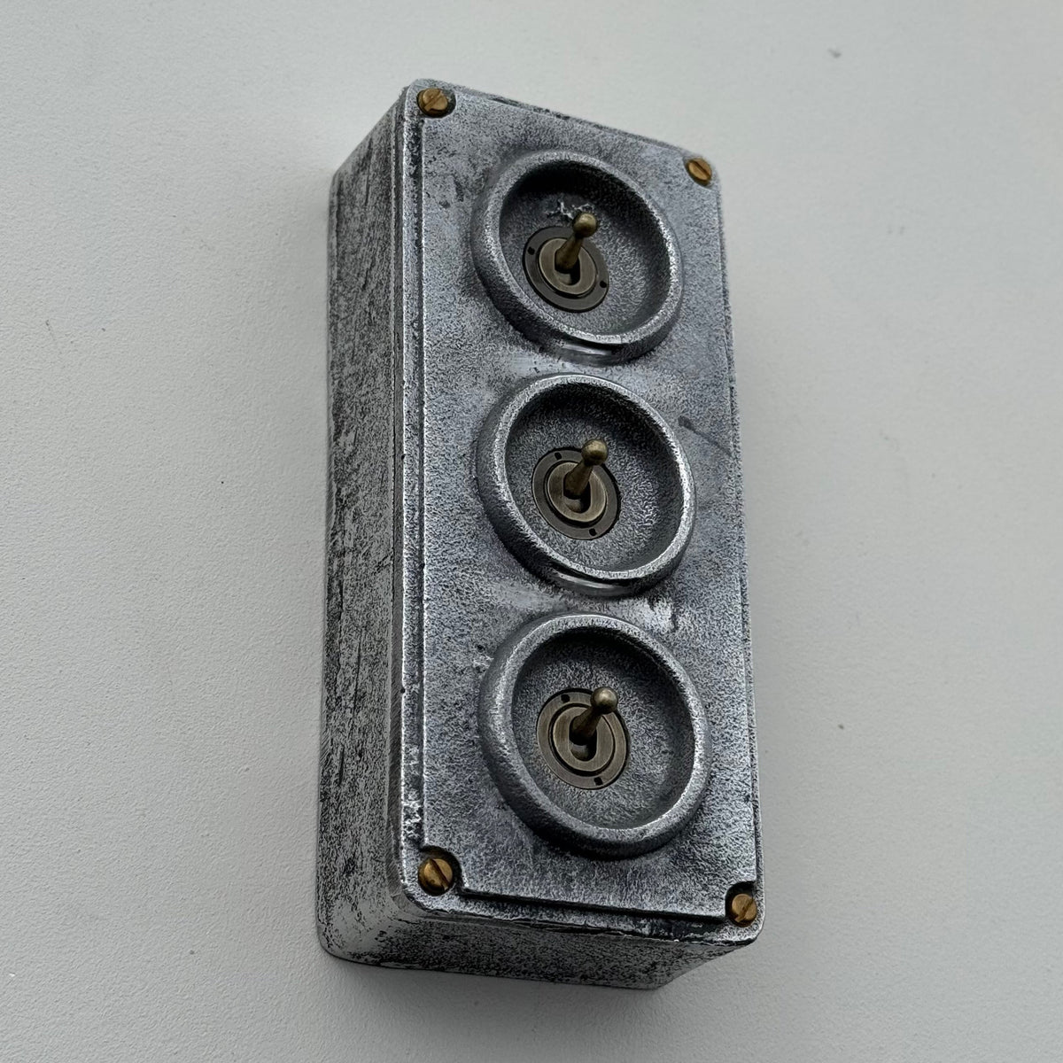 3 Gang 2 Way Solid Cast Metal Toggle Light Switch | Industrial Vintage Surface Mounted *Factory Second*