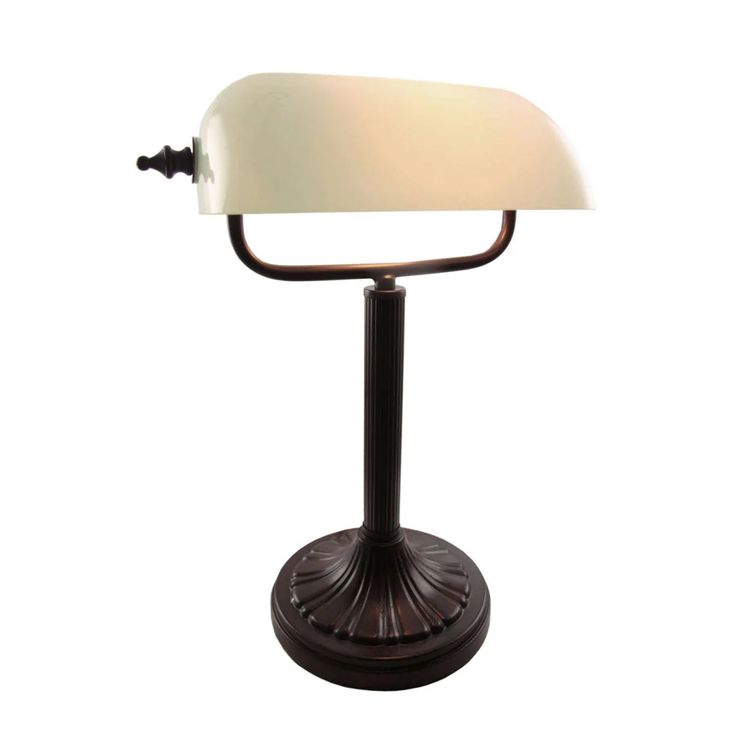 Kansa Lighting - Bank Table Lamp In White Opal - BANK94