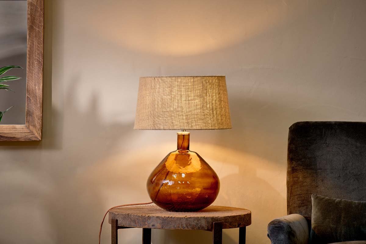 Baba Recycled Glass Lamp Base - Burnt Amber - Large Wide