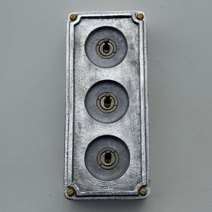 3 Gang 2 Way Solid Cast Metal Conduit Toggle Light Switch