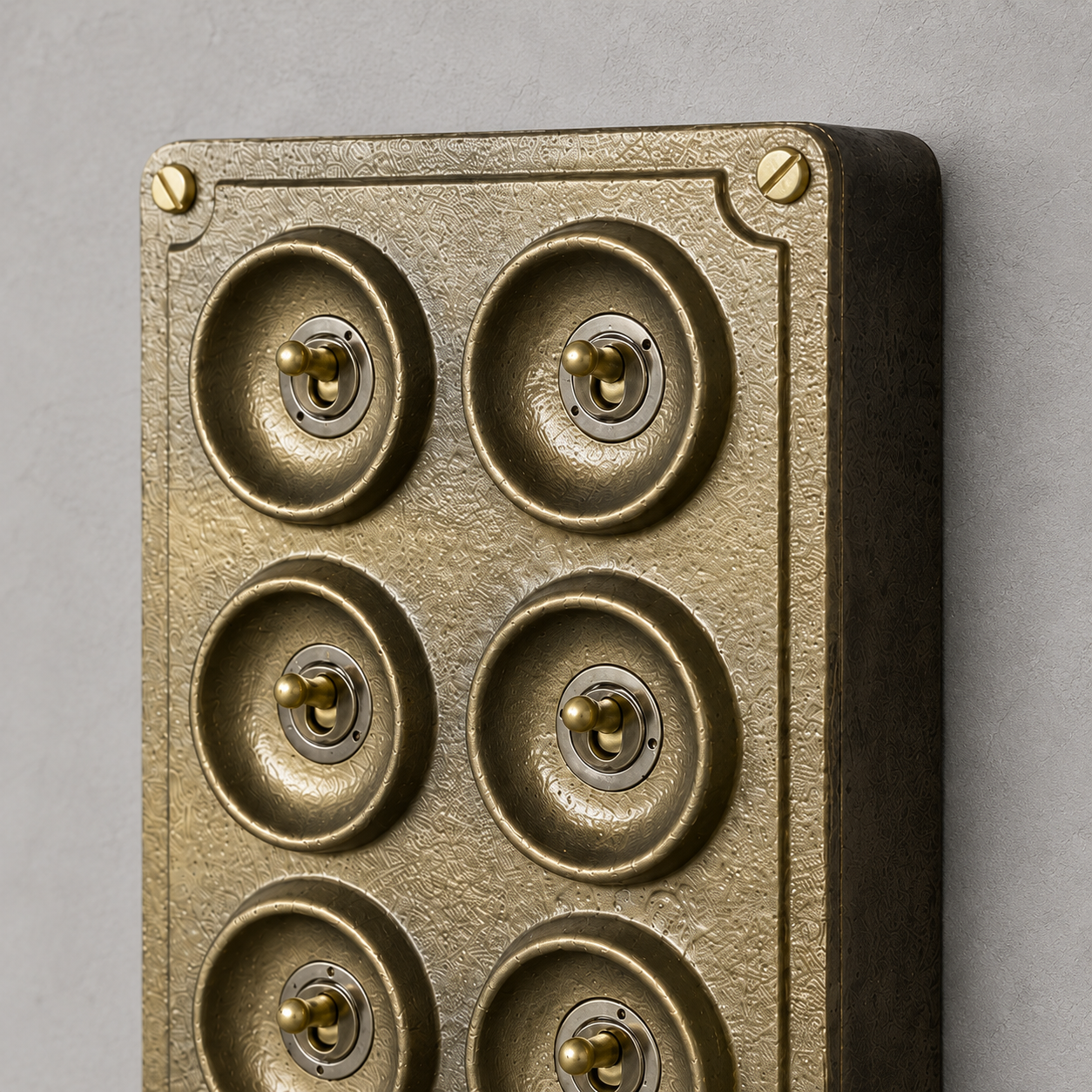 8 Gang 2 Way Antique Brass Cast Metal Toggle Light Switch