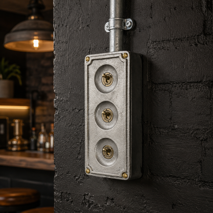 3 Gang 2 Way Solid Cast Metal Conduit Toggle Light Switch