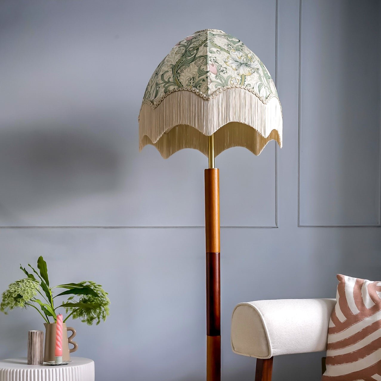 William Morris Golden Lily Fringed Lampshade - Linen