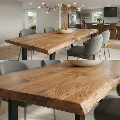 Live / Waney Edge Dining Table With Metal U Shape Legs