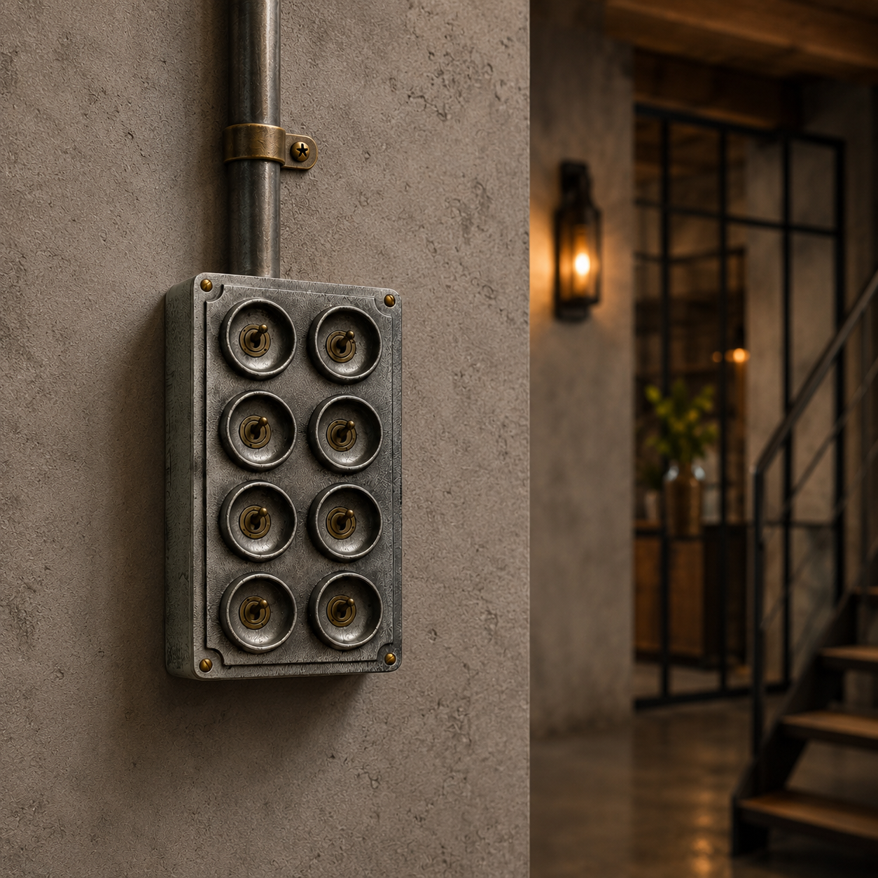 8 Gang 2 Way Toggle Light Switch | Cast Aluminium Surface Mounted