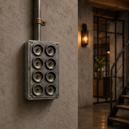 8 Gang 2 Way Toggle Light Switch | Cast Aluminium Surface Mounted