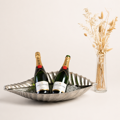Clam Shell Champagne Ice Bucket & Silver Wine Cooler Bowl