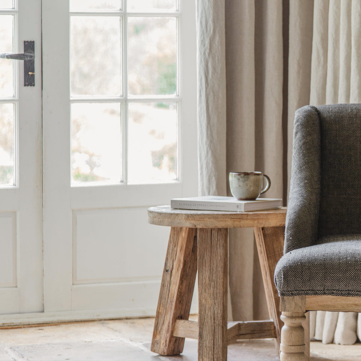 Elbu Deconstructed Jacquard Weave Armchair - Charcoal