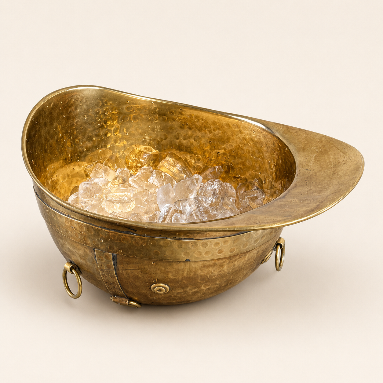Solid Brass Polo Helmet Champagne Ice Bucket | Antique Brass Wine Cooler