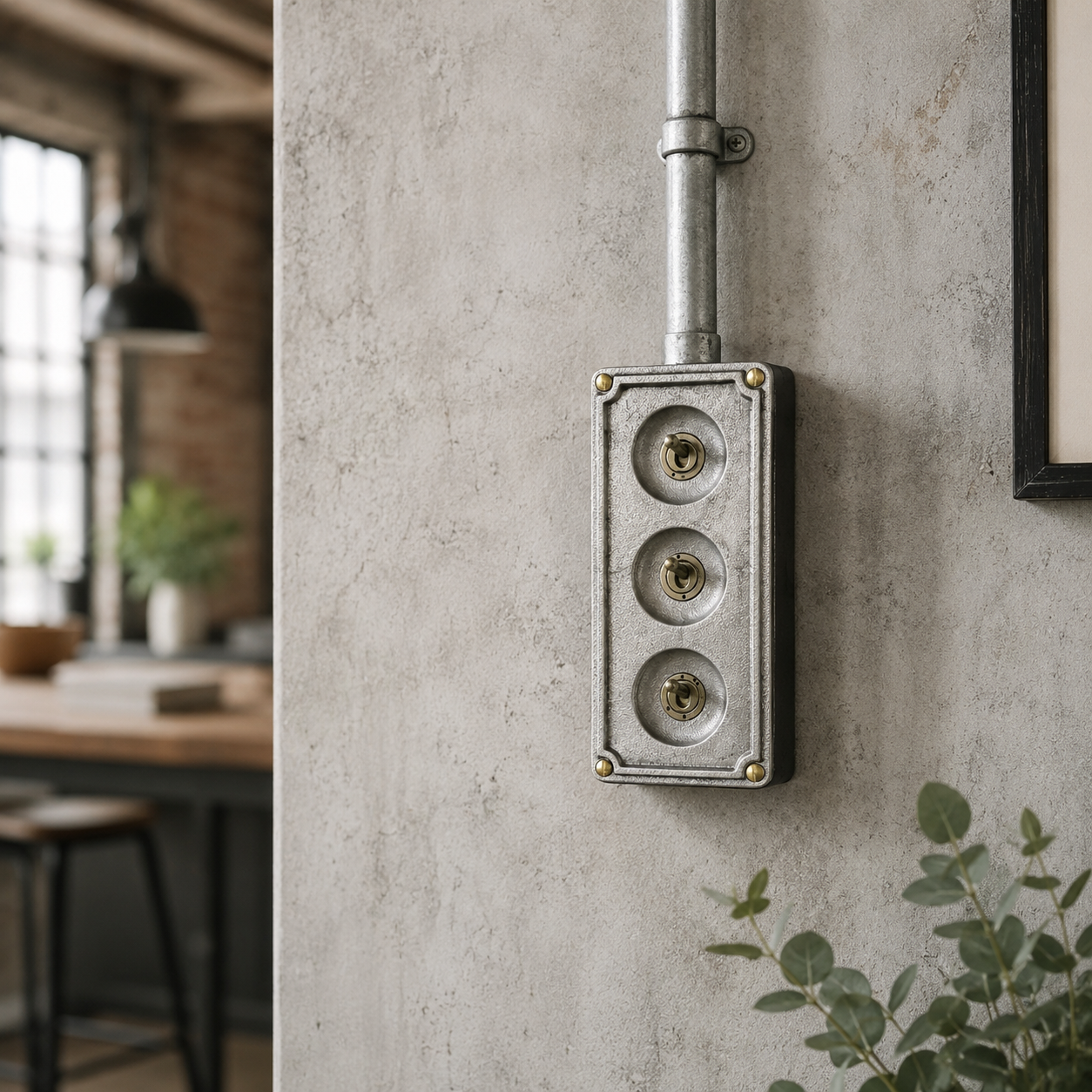 3 Gang 2 Way Solid Cast Metal Conduit Toggle Light Switch