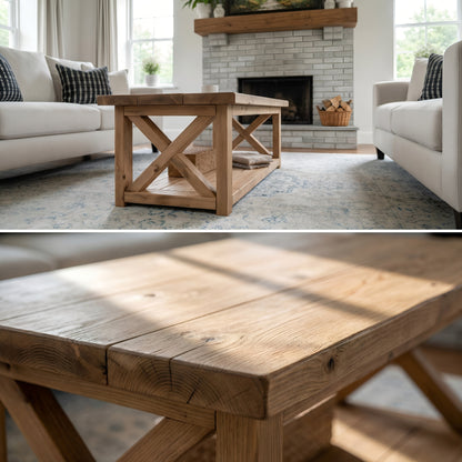 Farmhouse Coffee Table With Shelf
