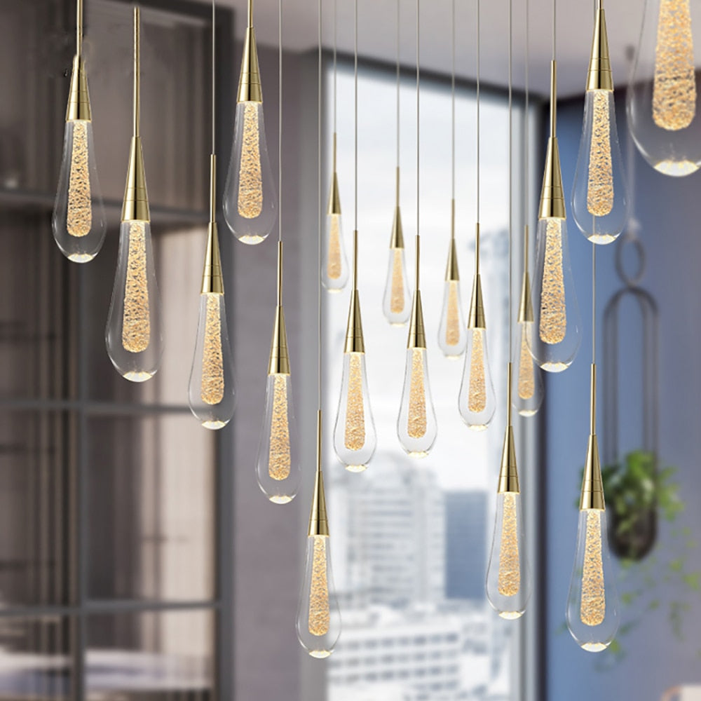 Glass Drop Pendant Light - Warm LED Hanging String Light UK