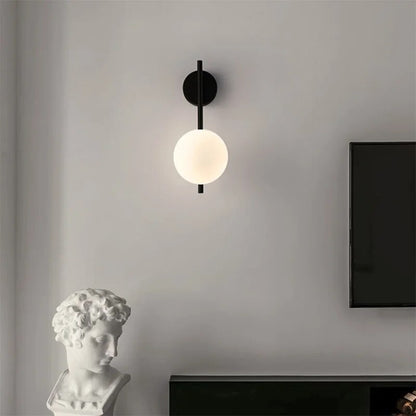 Black Globe Wall Lamp - Modern Minimalist Glass Shade Light