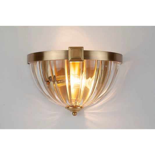 Brushed brass Belzoni wall fixture with square tiered design, modern ceiling and wall lighting by Lush & More.