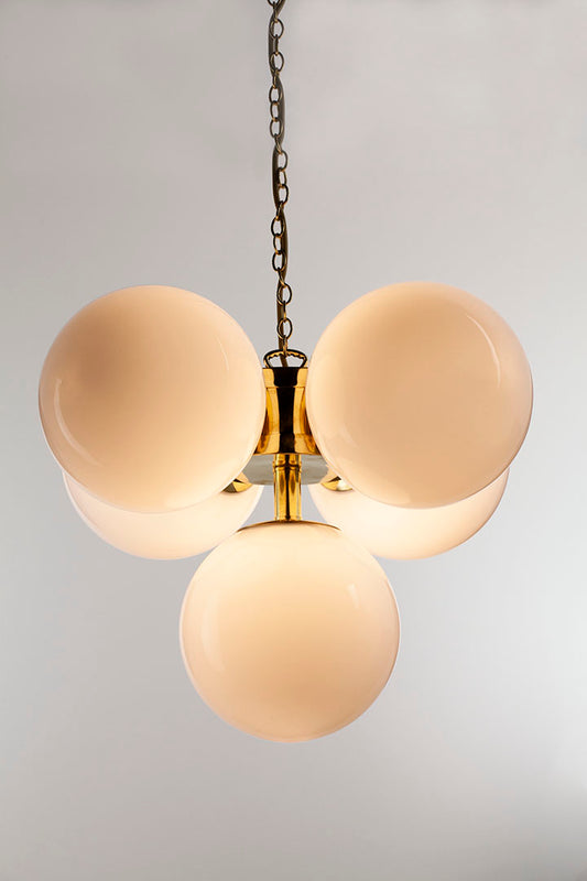 Kansa Lighting - Brigitte Pendant 5 White Flashed Opal Globes - BRIG86