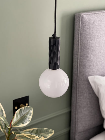 Alex Price - Kyoto 3 drop pendant light black with white glass - KYOTO-3PL-BK-W