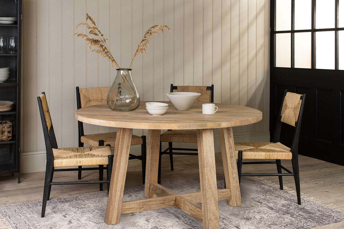 Indali Mango Wood Round Dining Table - Natural - Large