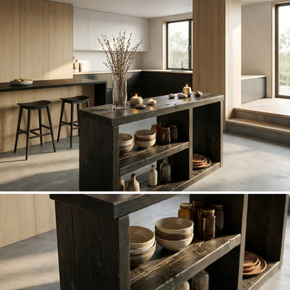 Ivara Black Wooden Bookshelf / Storage Shelf / Living Room Storage / Shoe Storage Rustic Solid Wood Book Shelf