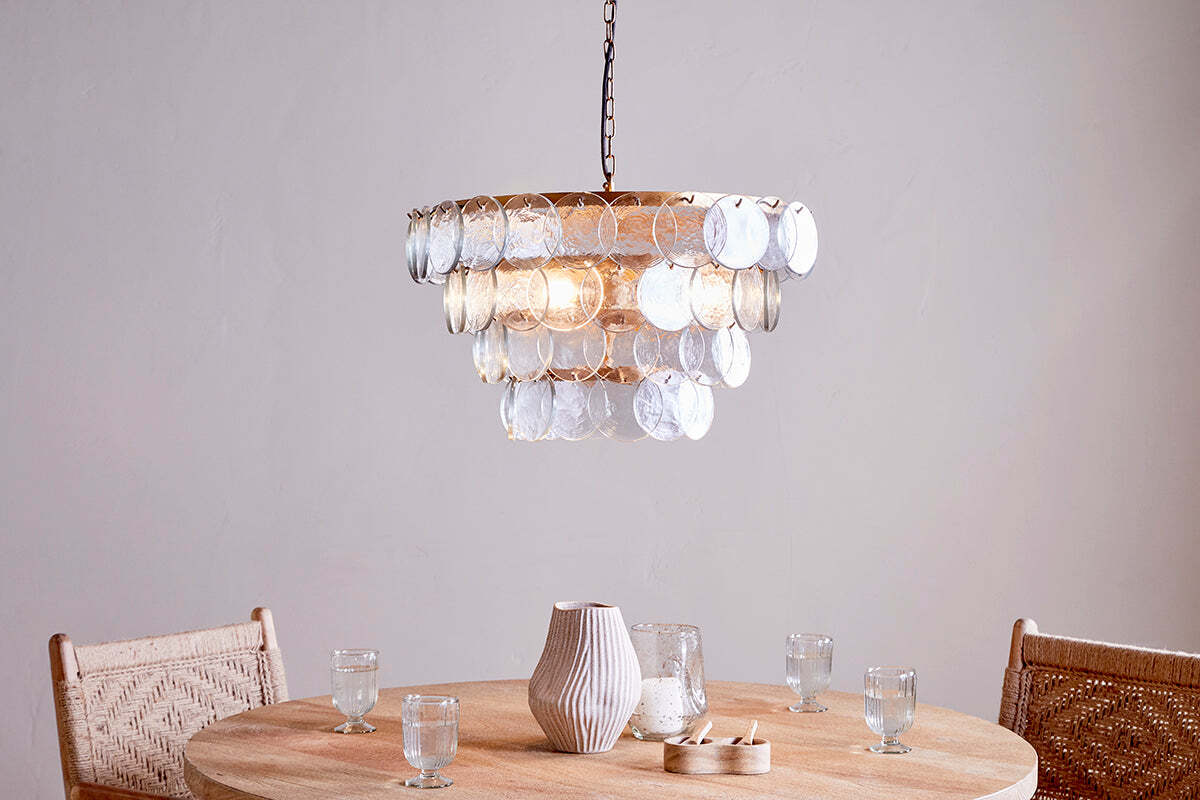 Kagitha Recycled Glass Chandelier - Antique Brass