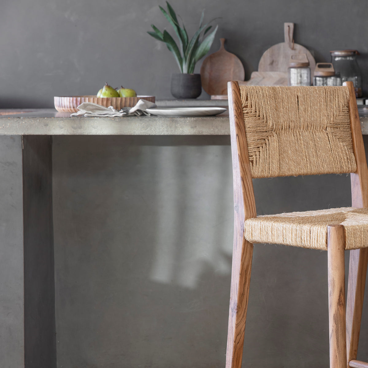 Lohanda Acacia & Munja Grass Counter Chair - Natural
