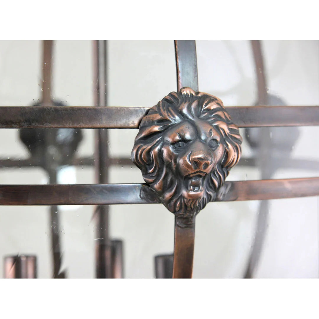 Victorian Globe Lantern, Antique,Lions'head, Reamy Glass