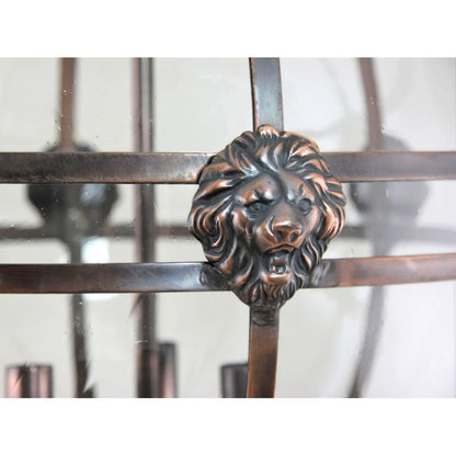 Victorian Globe Lantern, Antique,Lions'head, Reamy Glass