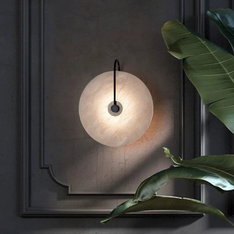 Disc Texture Marble Wall Lamp - Warm LED Light Modern Home Decor