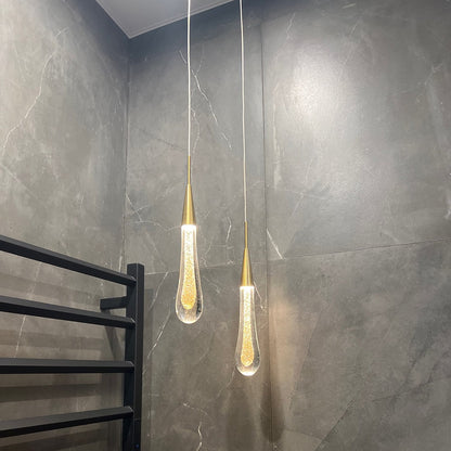 Glass Drop Pendant Light - Warm LED Hanging String Light UK