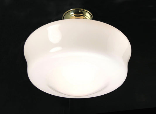 Kansa Lighting - School Flush Ceiling Flashed Opal - Polished Brass - SCHOOL63