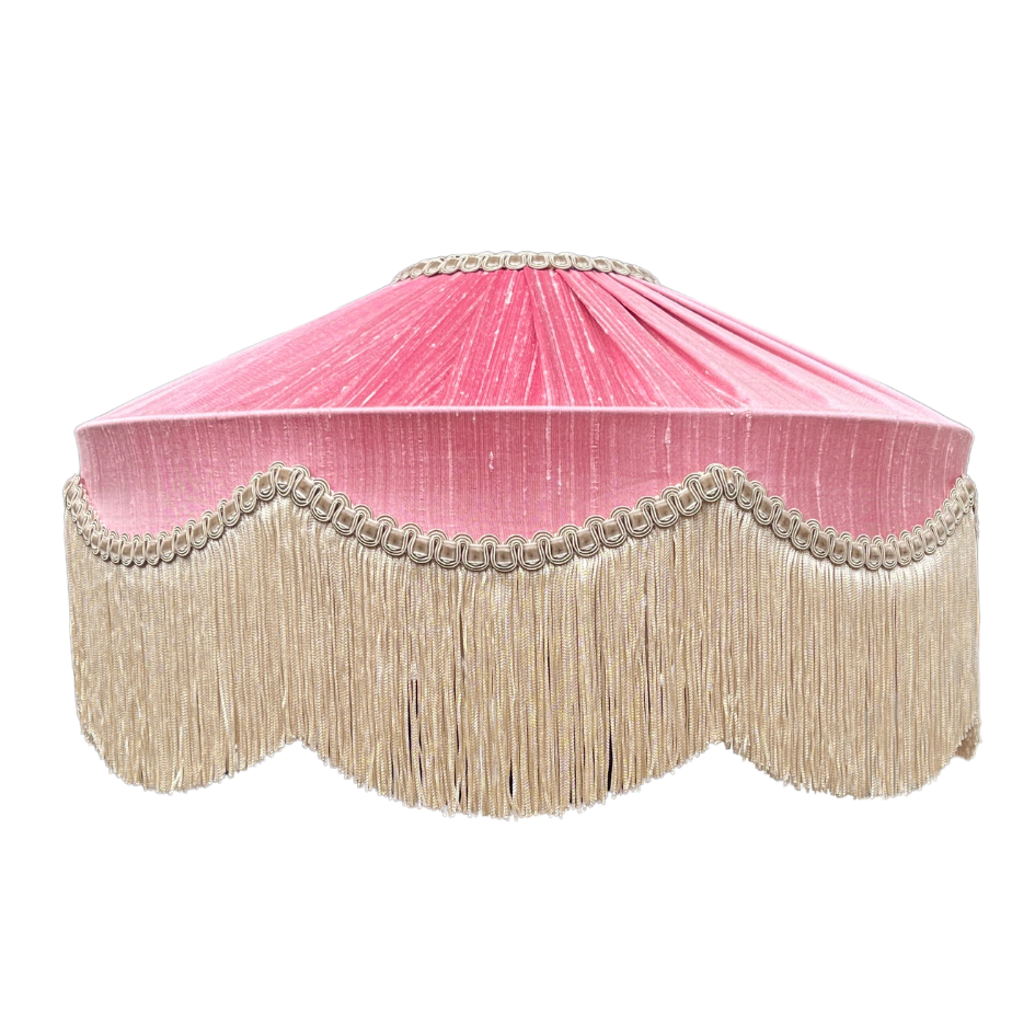 The Peggy Silk Fringed Lampshade - Pink