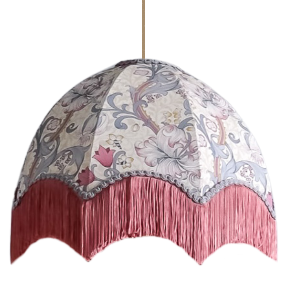 William Morris Golden Lily Fringed Lampshade - Dove