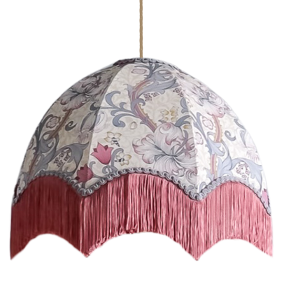 William Morris Golden Lily Fringed Lampshade - Dove