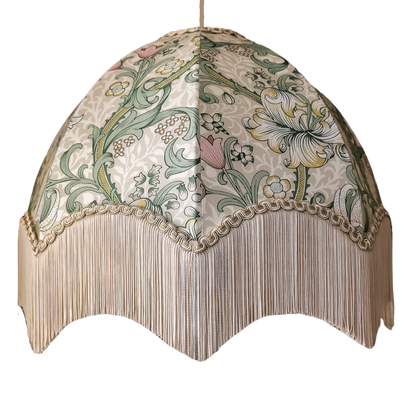 William Morris Golden Lily Fringed Lampshade - Linen
