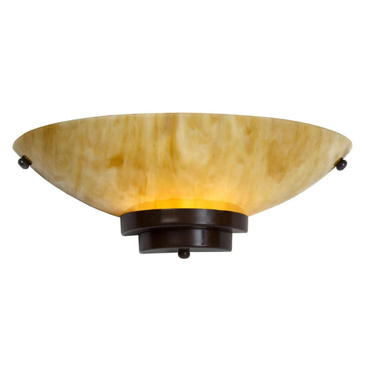 Kansa Stratton flush wall fixture with amber glass shade and antique bronze finish, designed for ceiling and wall lighting.