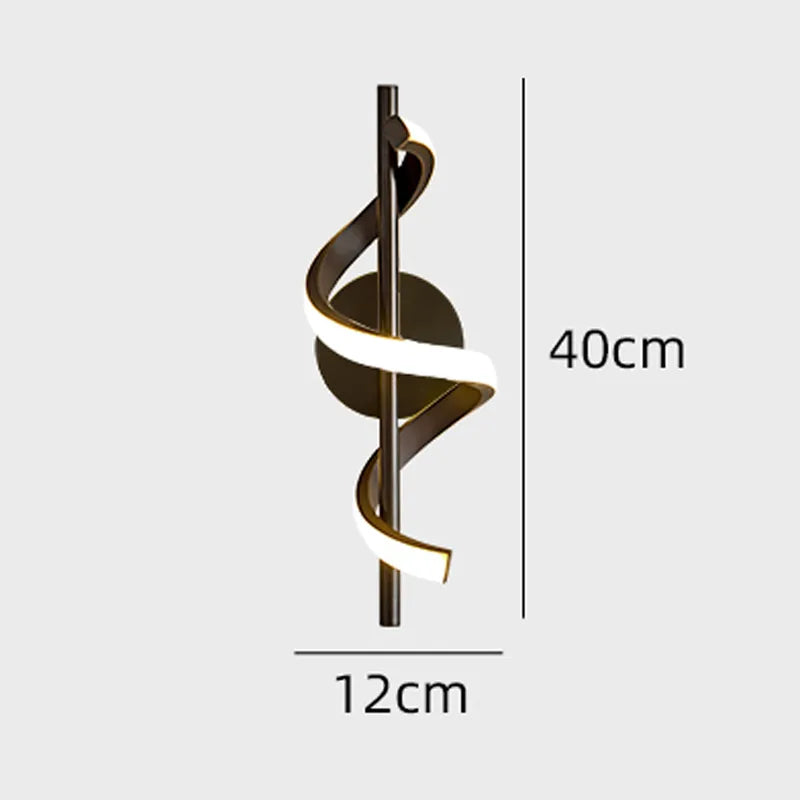 Twisted LED Wall Light - Black & Gold Options for Living Room