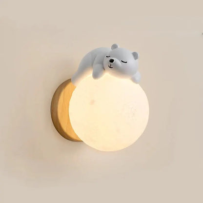 Bear Wall Light LED Kids Nursery Moon Night Light Bedroom Decor