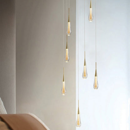 Glass Drop Pendant Light - Warm LED Hanging String Light UK