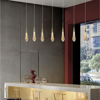 Glass Drop Pendant Light - Warm LED Hanging String Light UK
