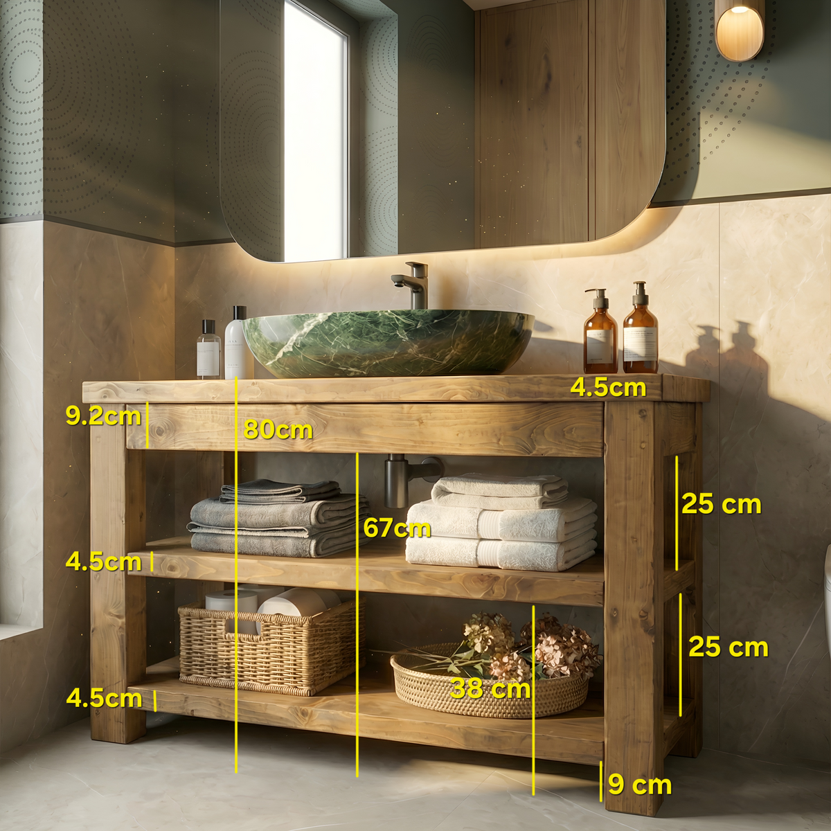 TERO Solid Wood Bathroom Vanity With Shelf