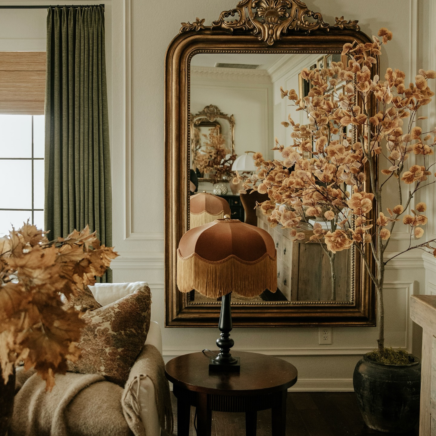 The Emmy Fringed Lampshade - golden fringe