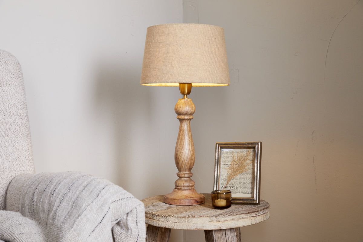 Usha Classic Wooden Table Lamp Base - Natural - Large