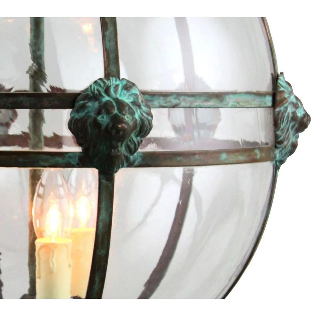 Victorian Globe Lantern, Antique,Lions'head, Reamy Glass