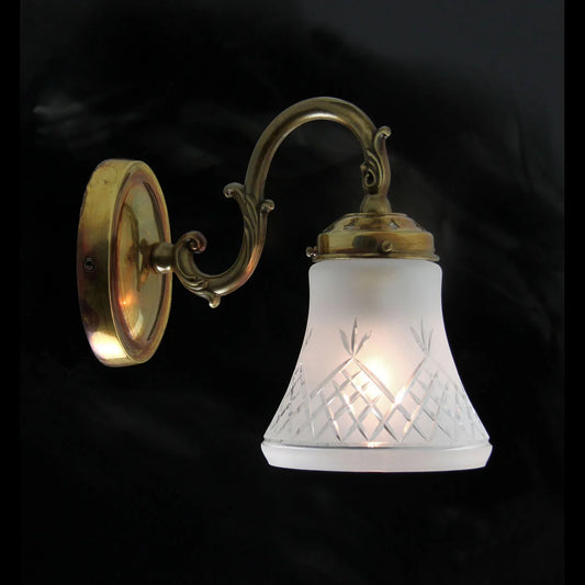 Kansa P18 A10 wall fixture with pine flute shade in distressed brass finish, ceiling and wall lighting, wall mounted design