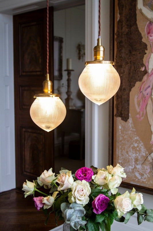 SOHO Lighting - Hollen Acorn Lacquered Antique Brass prismatic pendant